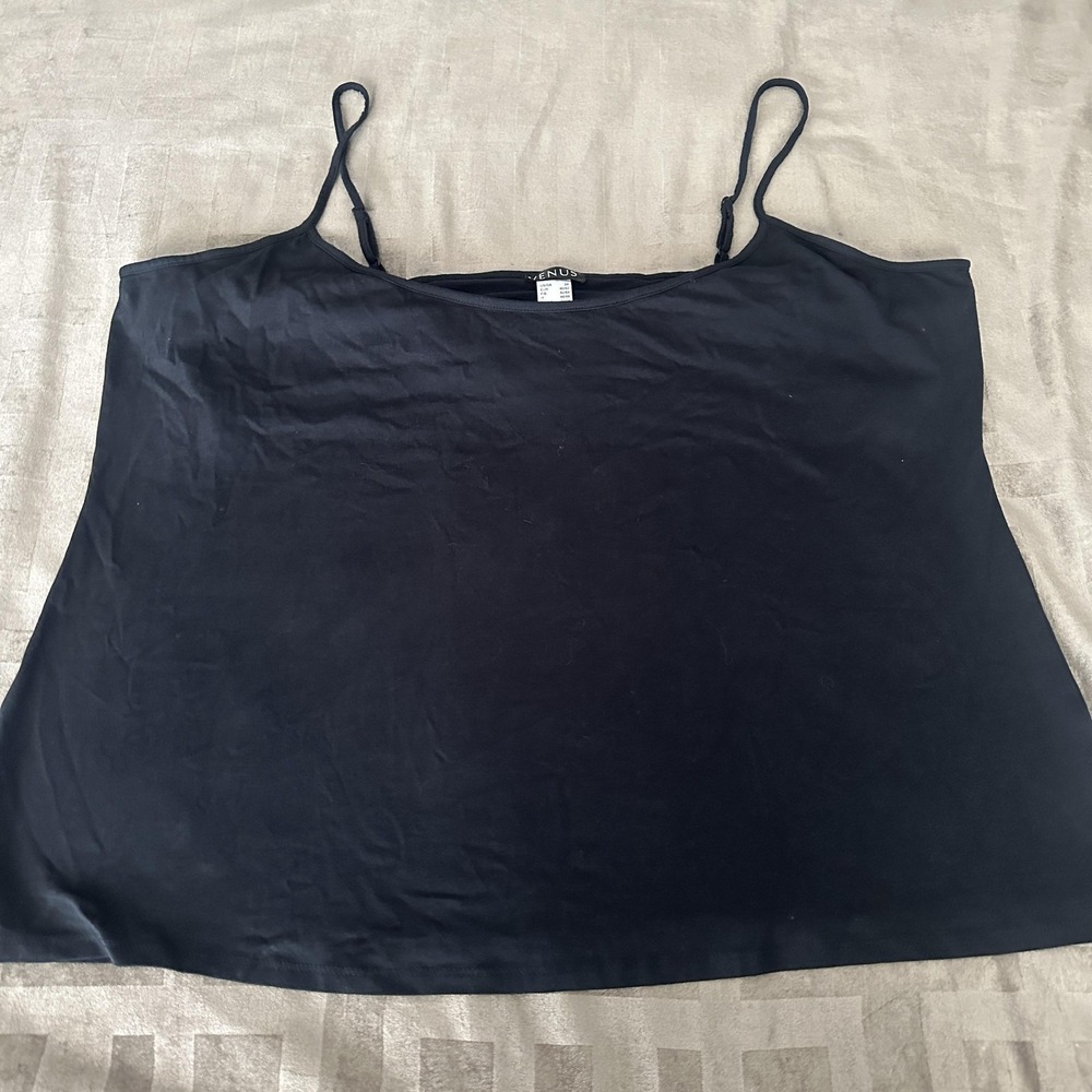 VENUS Shaping Camisole Tank Top 3X Plus Black Stretch Jersey Adjustable Straps
